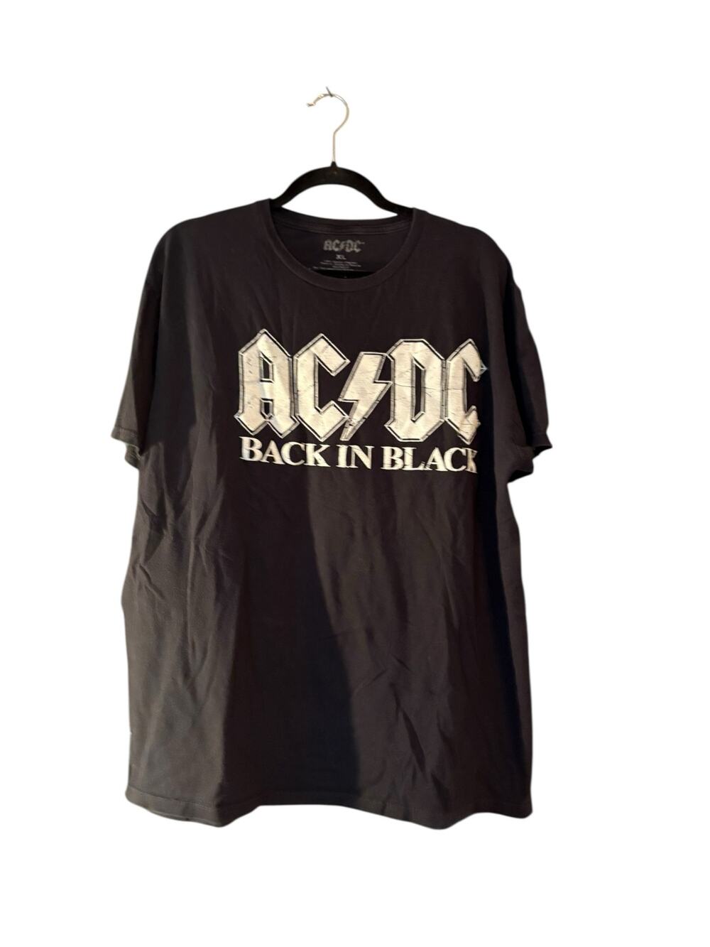 AC DC Back in Black Graphic T-shirt Rock & Roll Music 100% Cotton Mens XL Goth